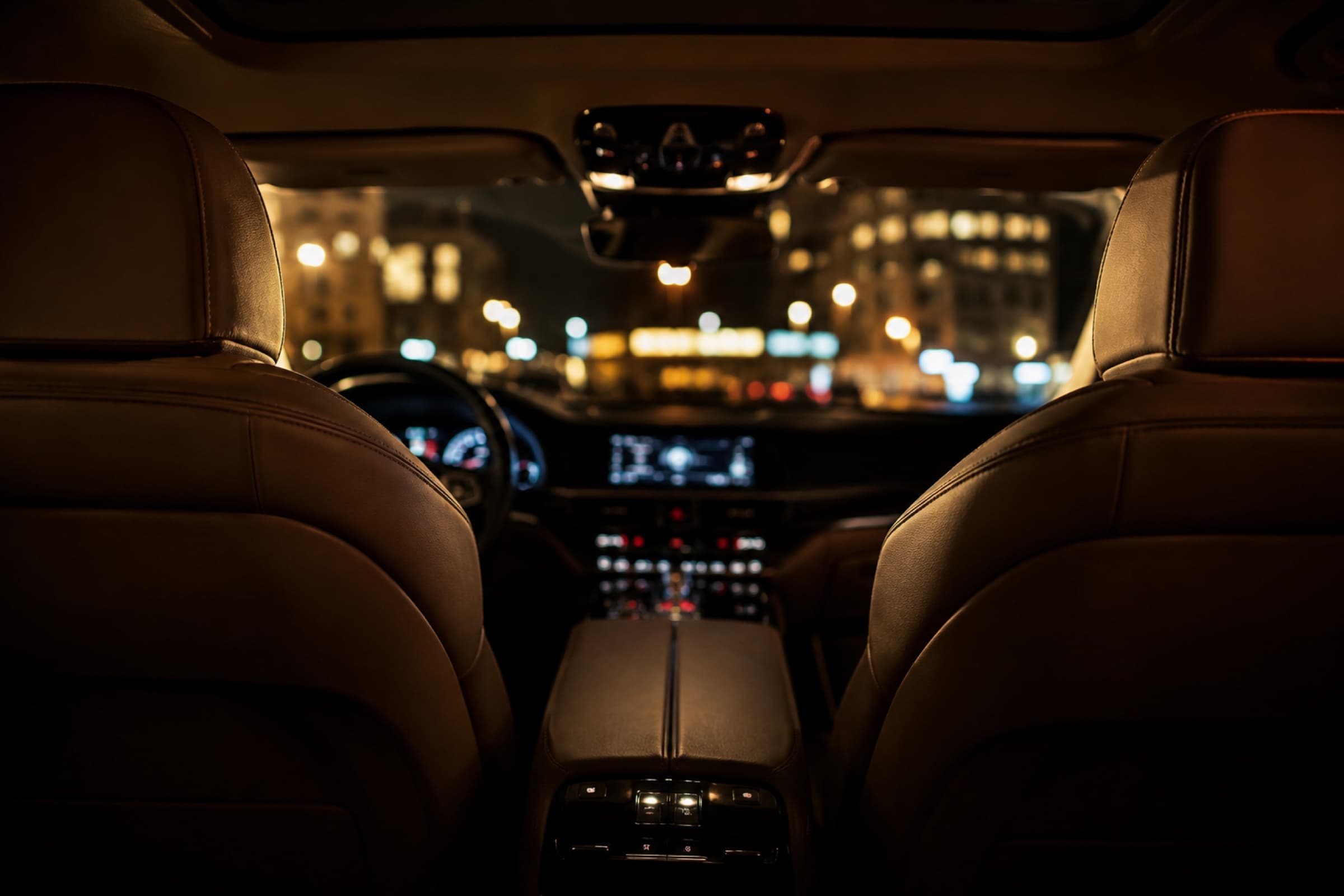 Interior premium al unei mașini, noaptea